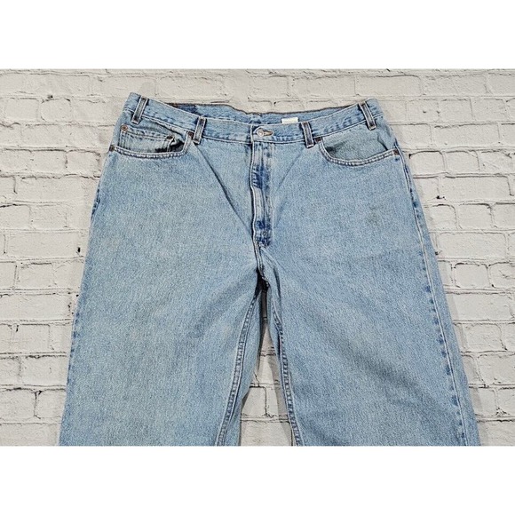 Vintage 90s Levis 550 Jeans Light Blue Relaxed Fit Made in USA MENS SIZE 42X30 - Picture 2 of 11